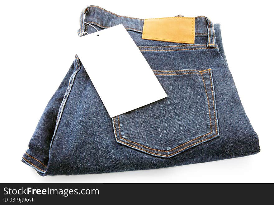 Dark Blue jeans trouser isolated on the white background