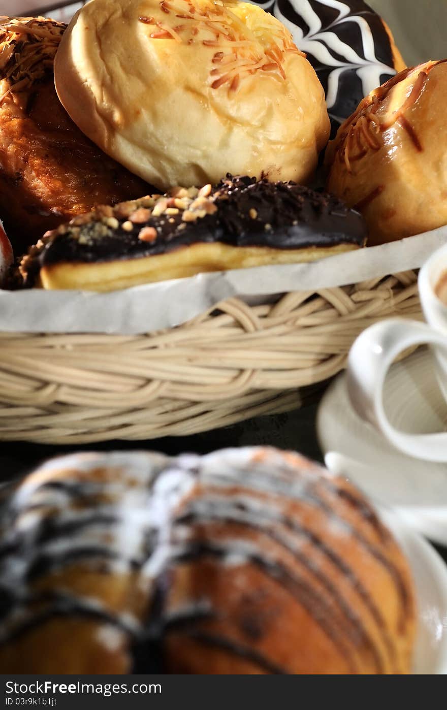 Delicious bread in a basket