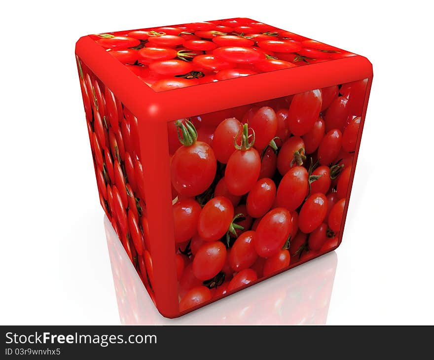 Cube and tomatos