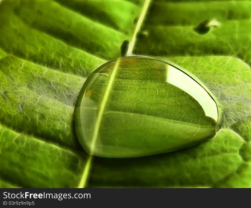 Water bubble on a leaf. Water bubble on a leaf