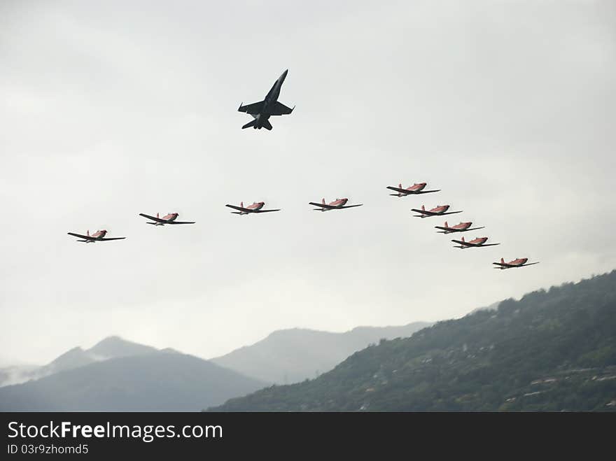 Plane in a meetic airshow