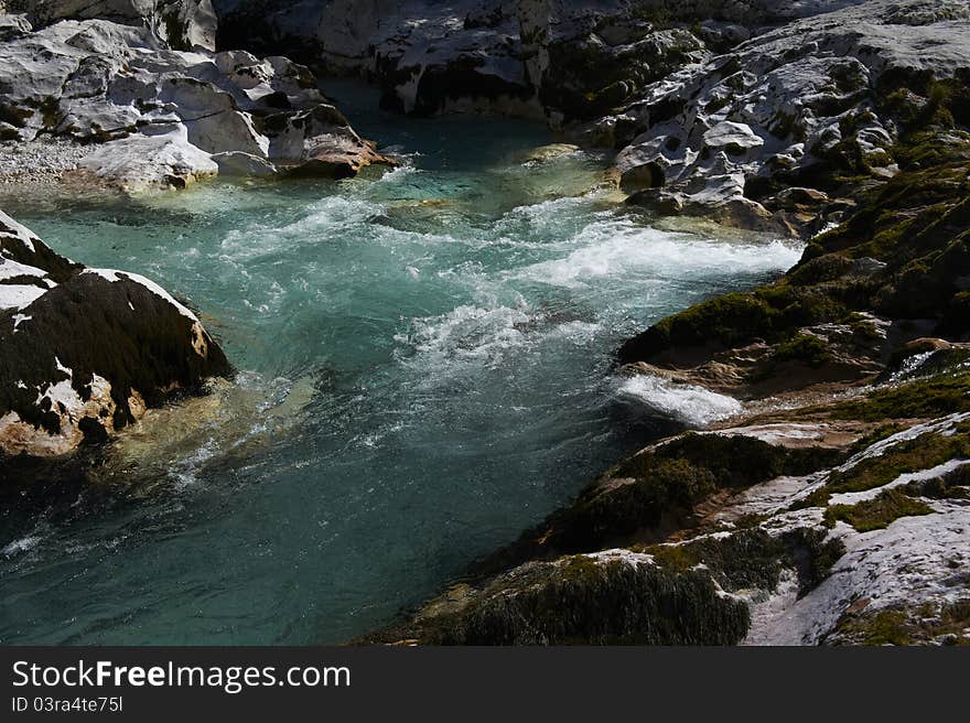 Grey rock and river