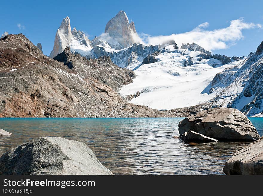 Fitz Roy Mountain and a Lake 01