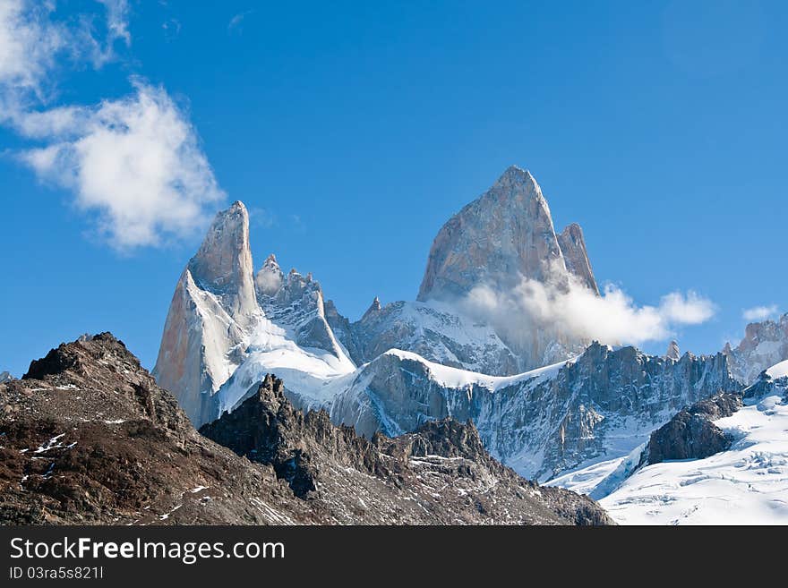 Famous Fitz Roy Mountain in Los Glaciares national park in patagonia, argentina.