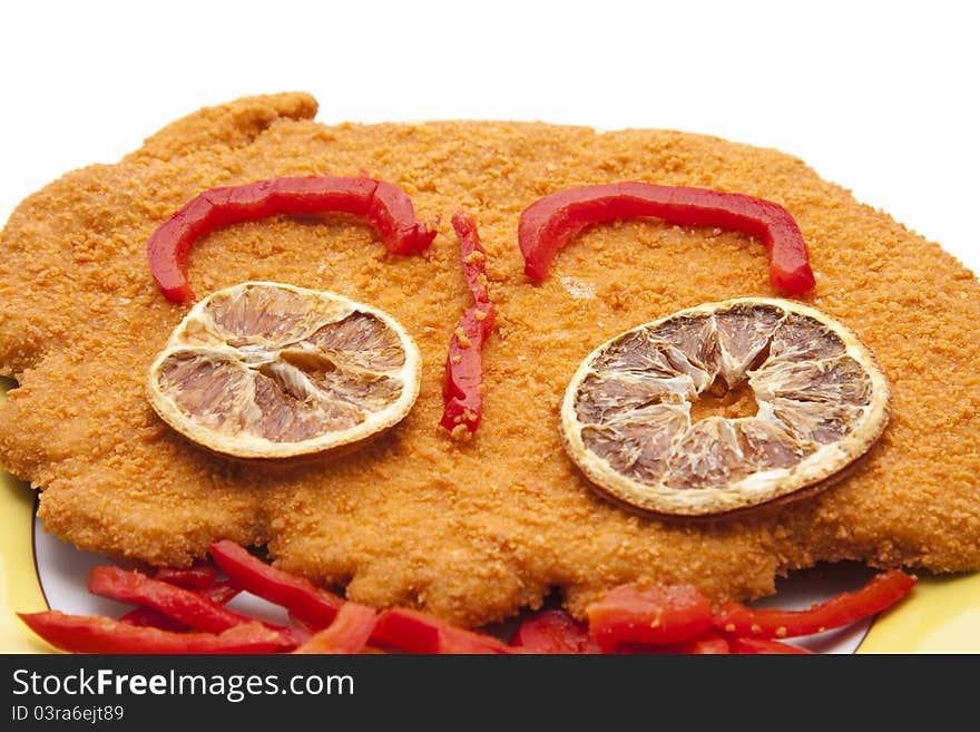 Cutlet with red pepper and lemon