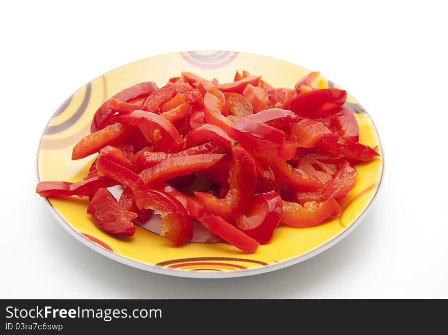 Red pepper in strip chopped