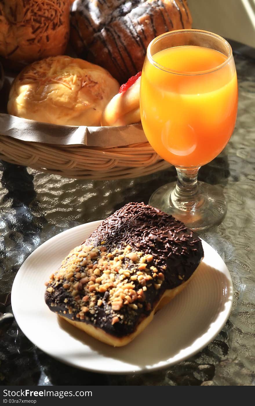 Chocolate Bread And Orange Juice