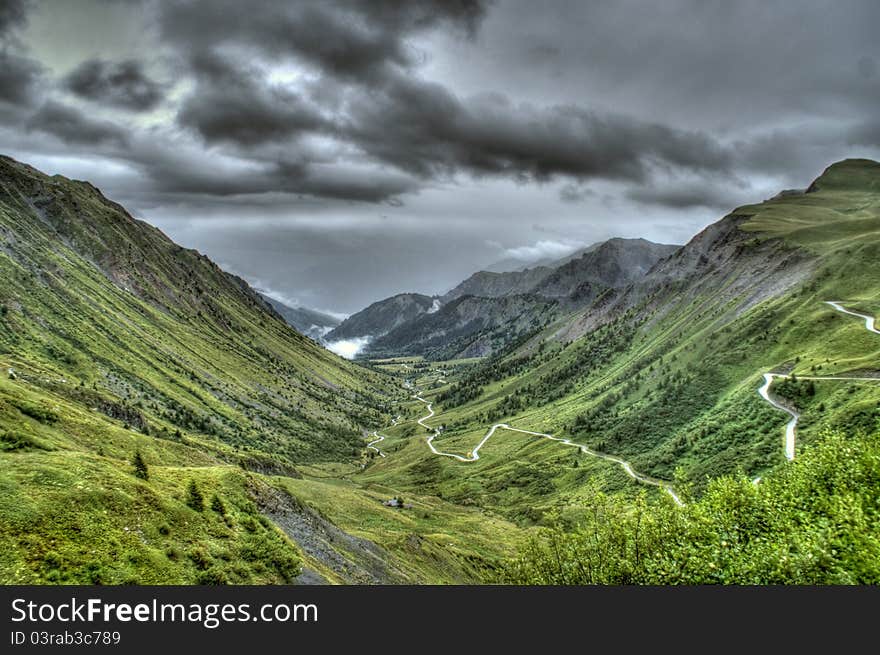 Hiking path for health and tourism in alpes mountains in summer. Hiking path for health and tourism in alpes mountains in summer