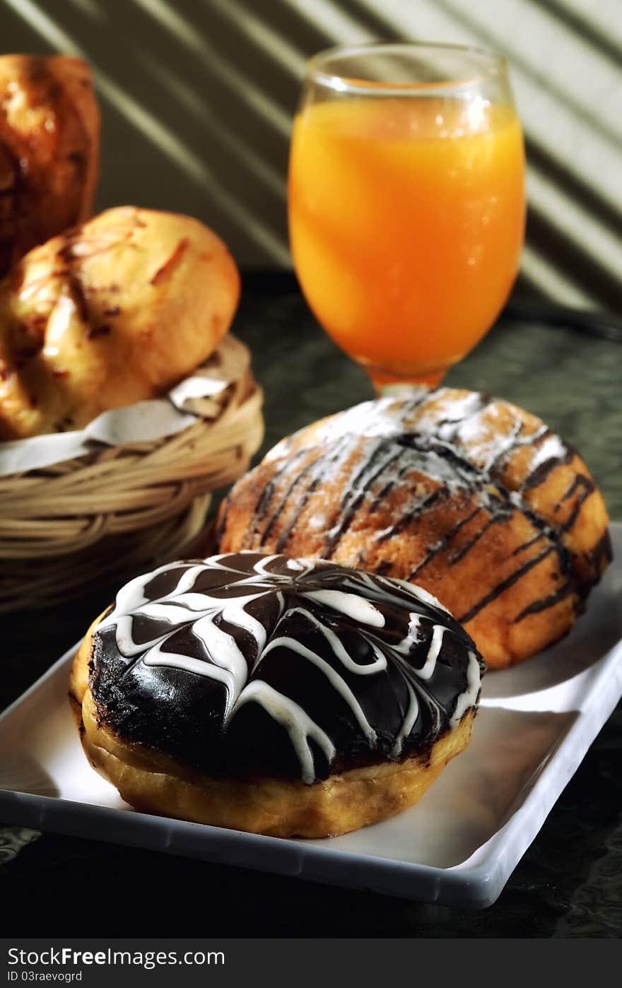 Chocolate Bread And Orange Juice