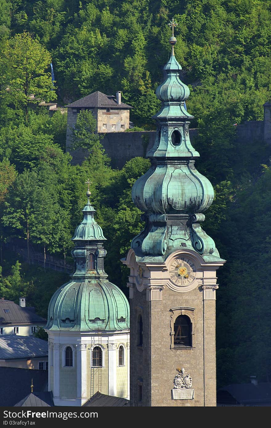 Salzburg, Austria,towers. view from Hohensalzburg. Salzburg, Austria,towers. view from Hohensalzburg