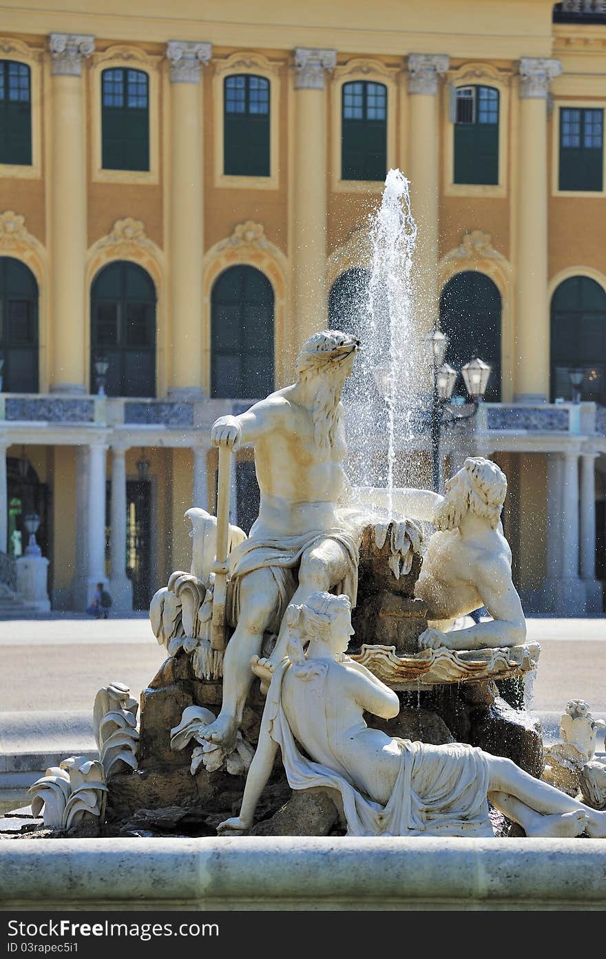 Travelling Europe - sculpture on the square, Schonbrunn palace, Vienna, Austria. Travelling Europe - sculpture on the square, Schonbrunn palace, Vienna, Austria