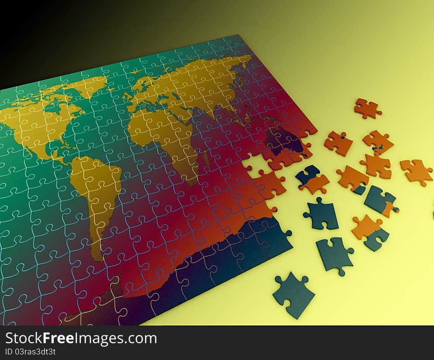 Puzzle map of the world