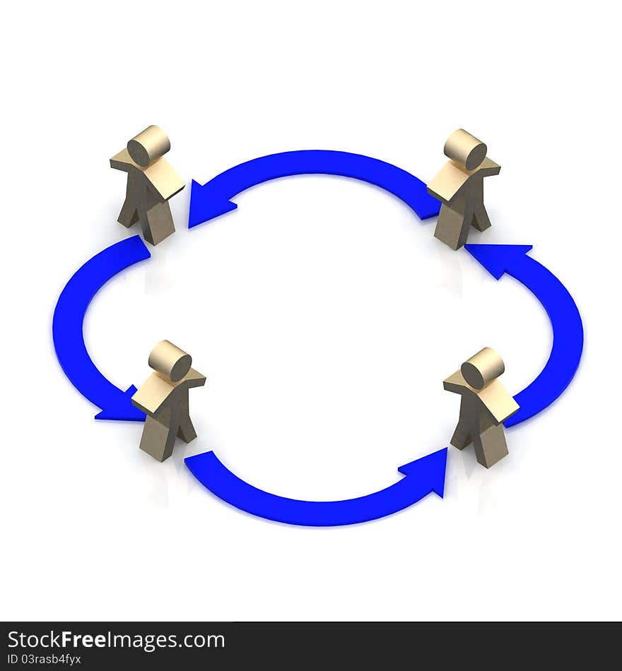 Teamwork circle, business flow. 3d illustration