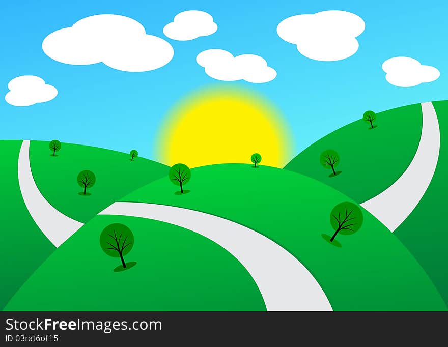 Beauty summer landscape. Vector illustration