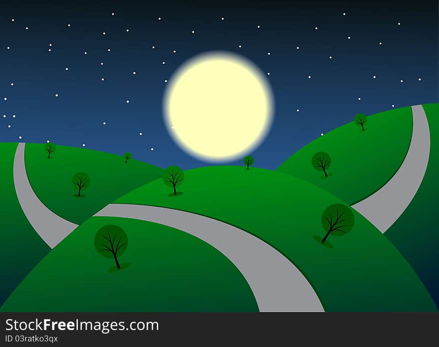 Beauty night landscape. vector illustration. Beauty night landscape. vector illustration