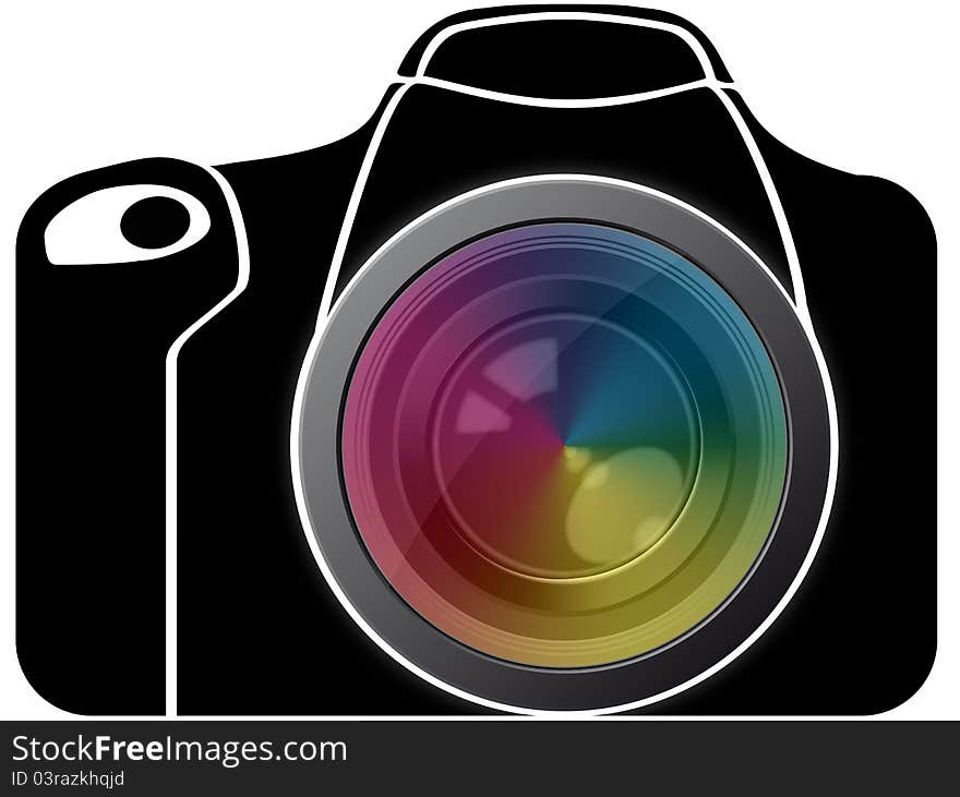 Illustration of reflex with spectrum lens. Illustration of reflex with spectrum lens