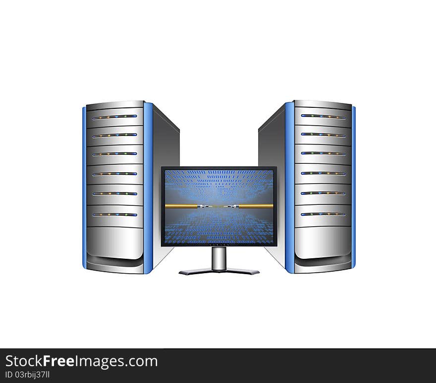 Modern servers with lcd monitor. Modern servers with lcd monitor