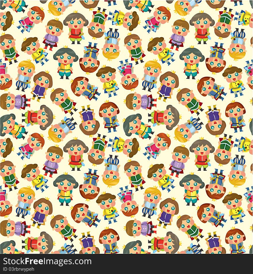 Cartoon Prince Seamless Pattern