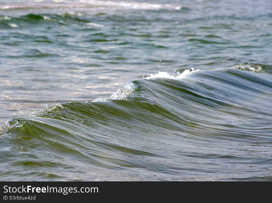 The motion of the waves toward the shore, photographed from the side. The motion of the waves toward the shore, photographed from the side.