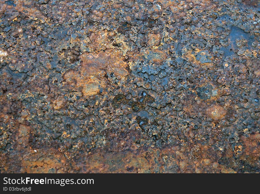 Close up details of rust in cast iron