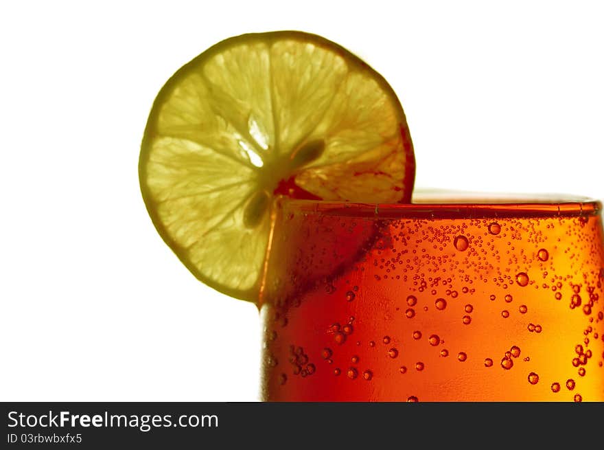 Lemon and Red soda isolated on white background