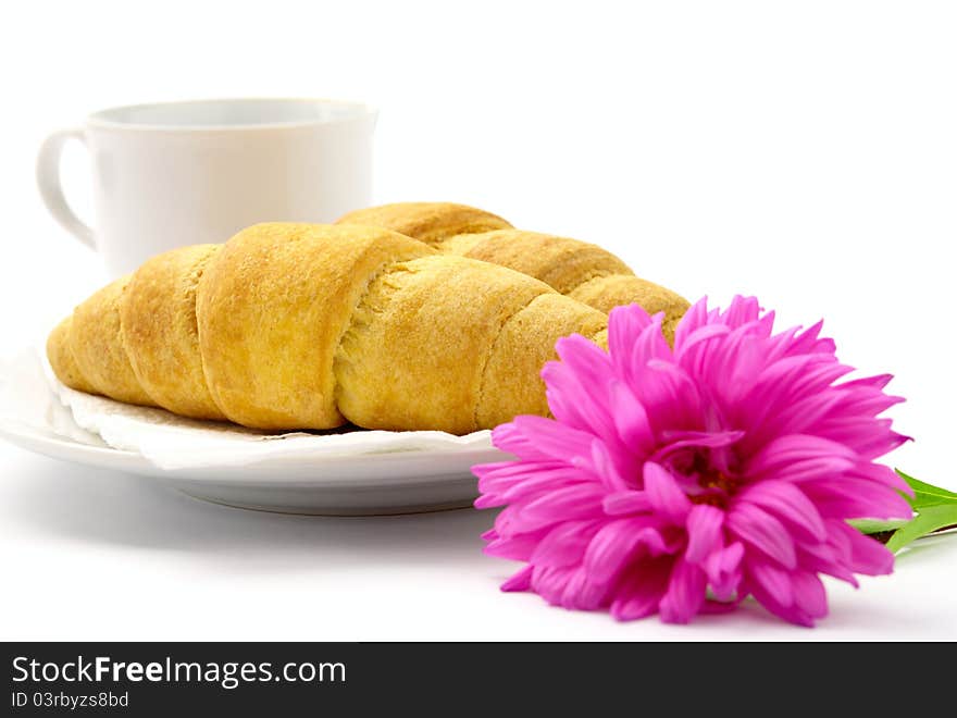 Croissants on a white background