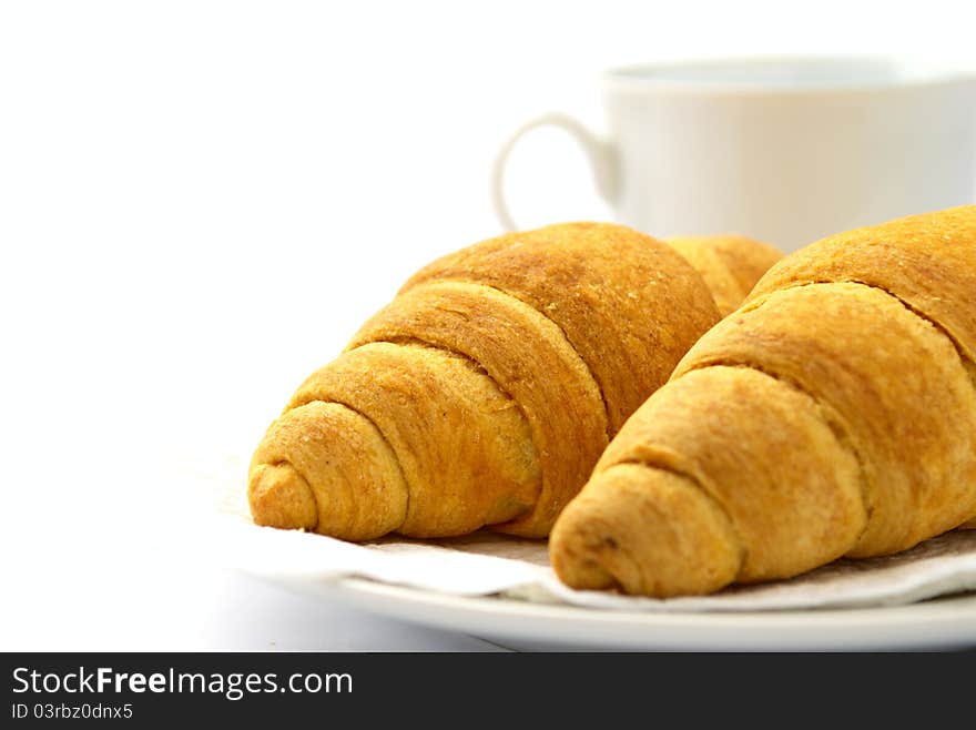 Croissants on a white background