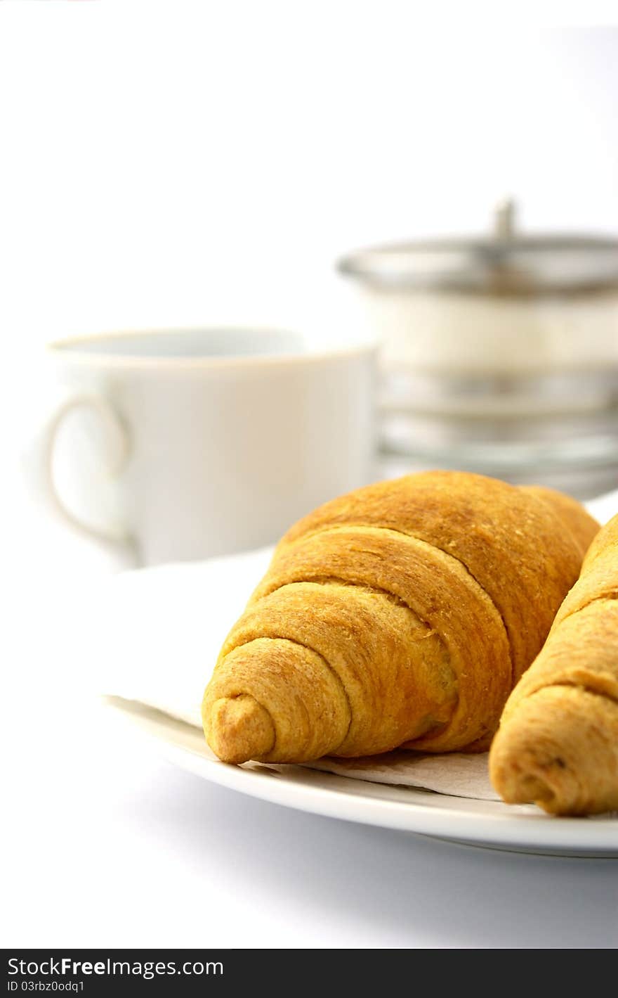 Croissants on a white background