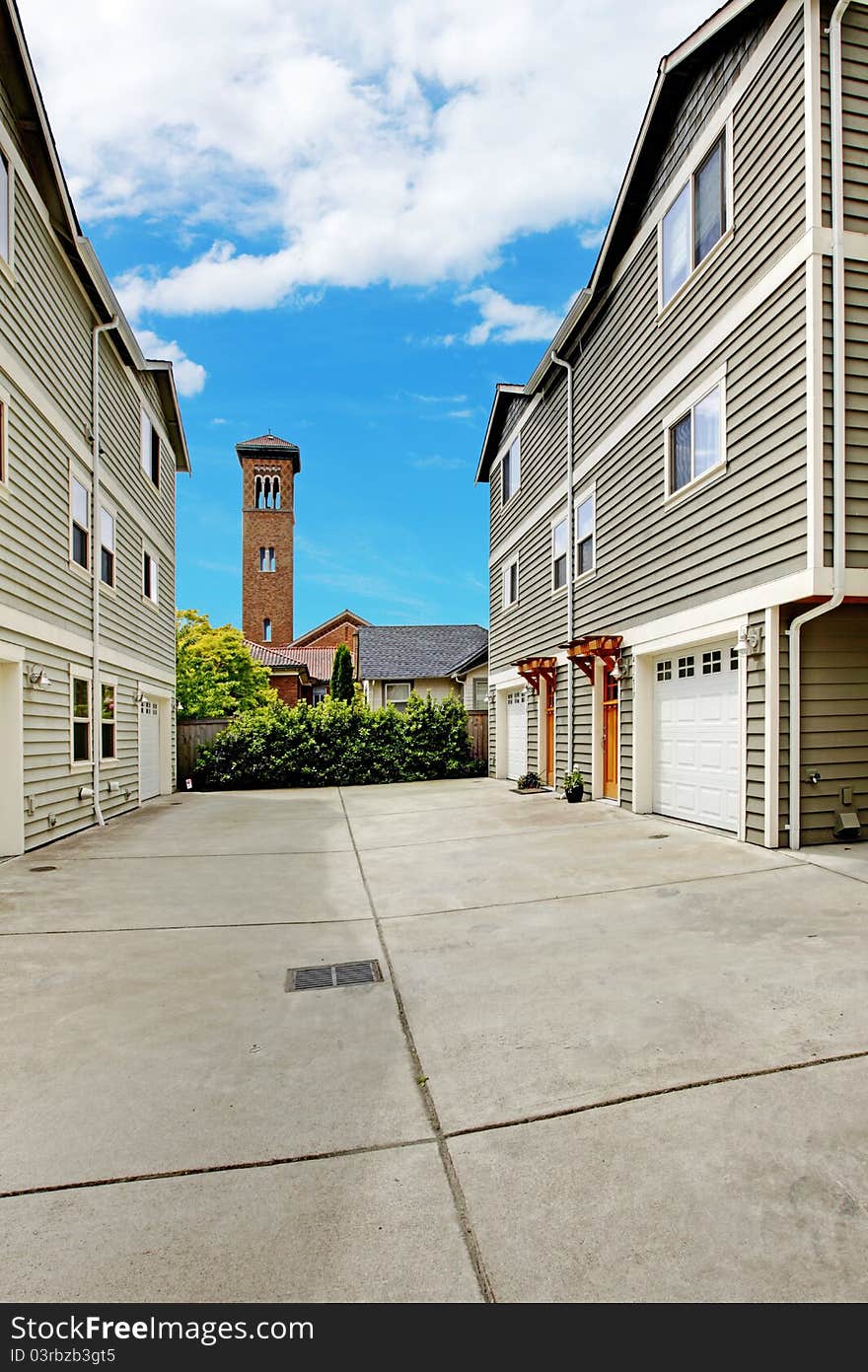 Two large townhouses and driveway