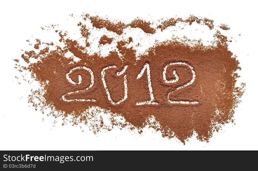 2012 Written On Coffee Mill Background