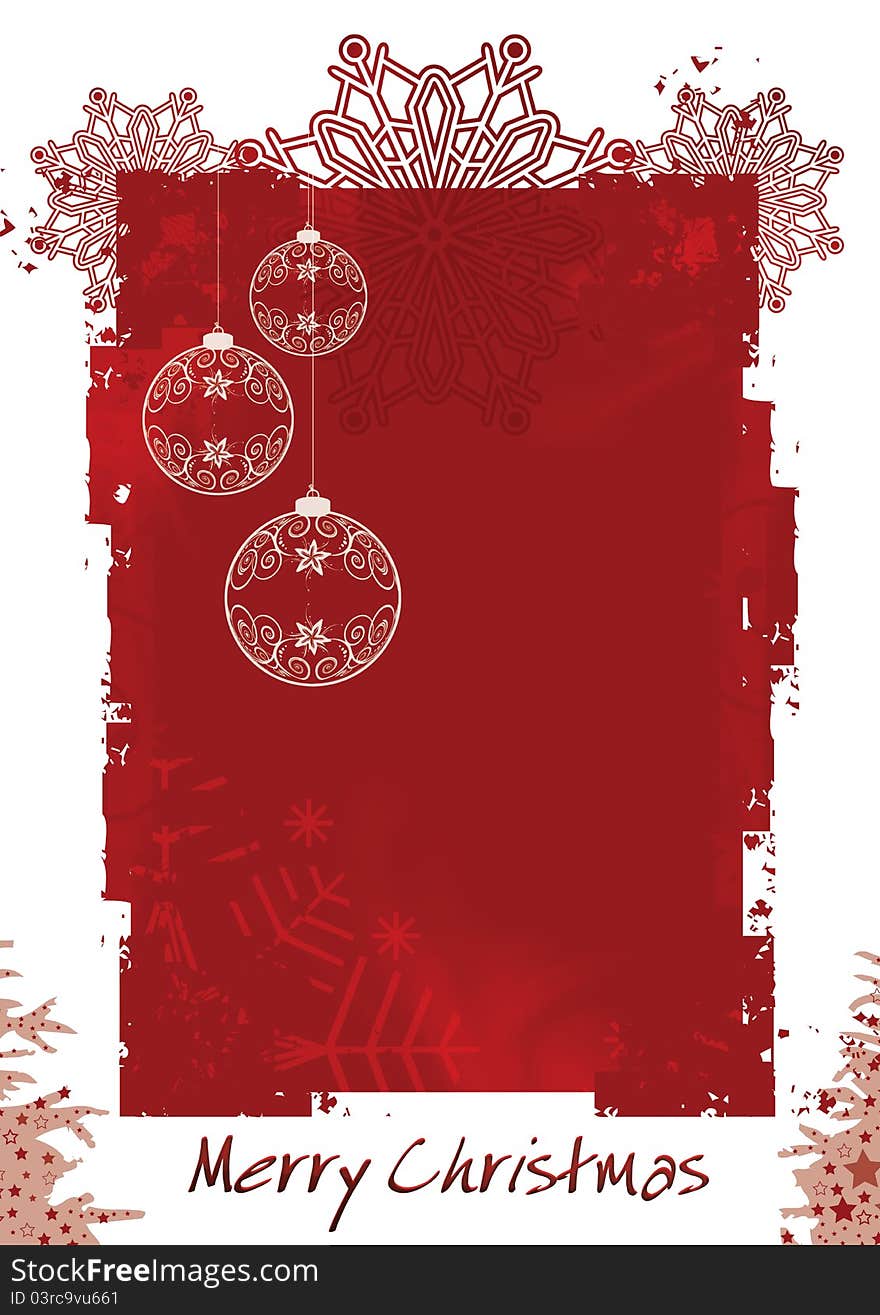 Grunge blank Christmas card with decoration