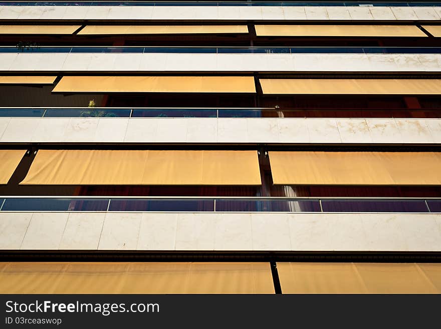 White and yellow balconies