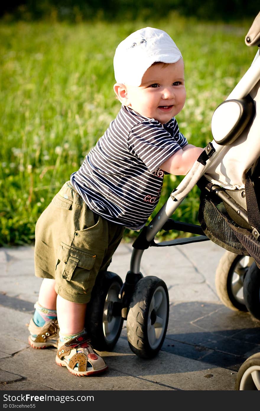 Little boy smiling and standing