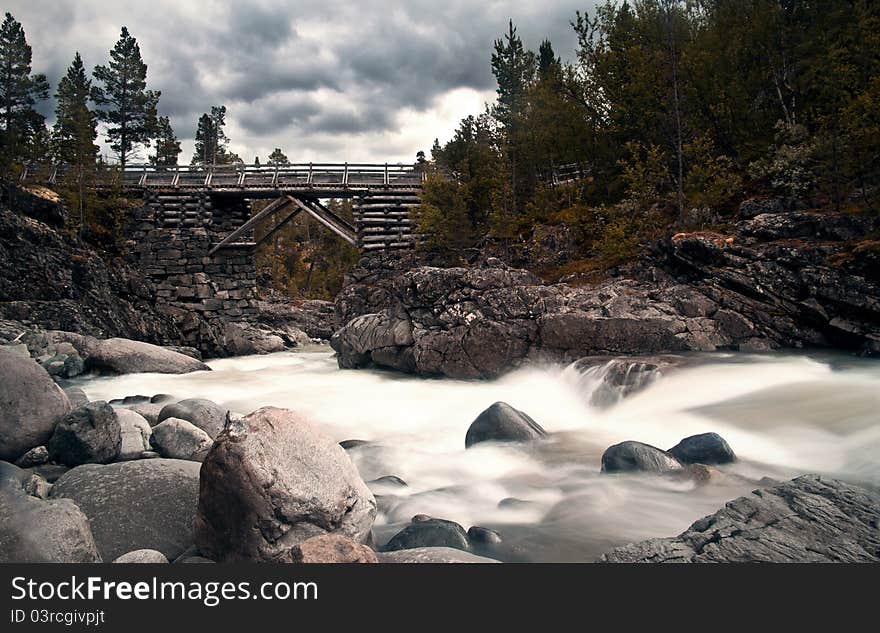 Bridge with river in Norway