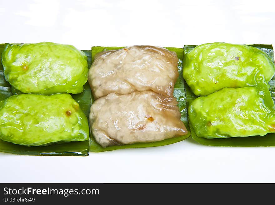 A kind of Thai dessert. Stuffed with coconut.