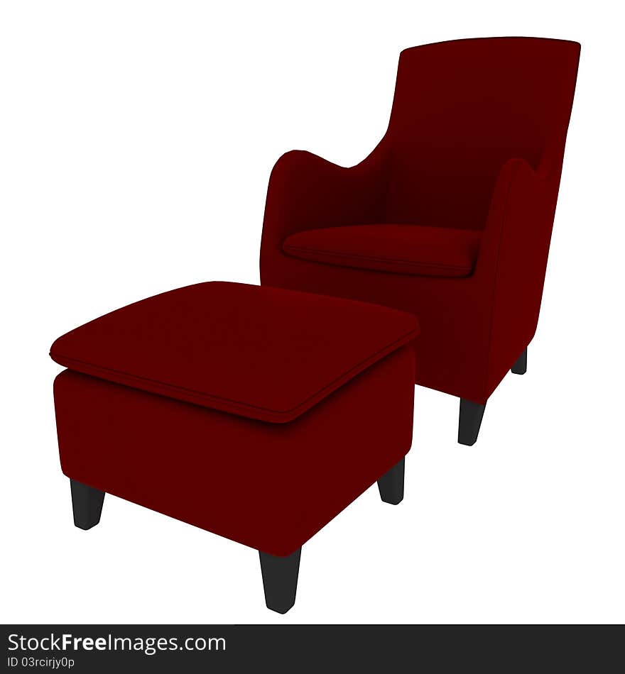 Red Sofa in white background, interior and furniture category 3D Rendeing. Red Sofa in white background, interior and furniture category 3D Rendeing