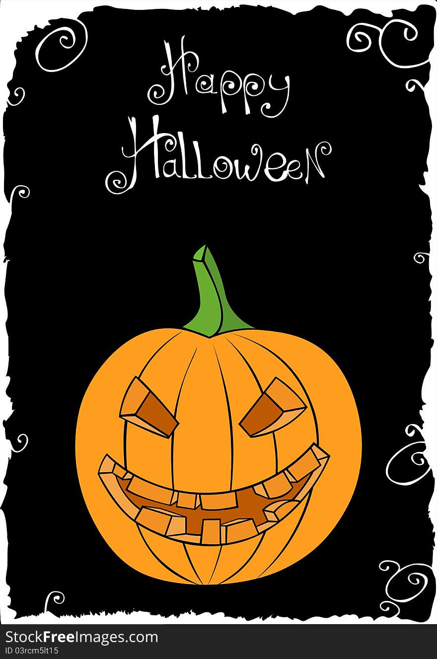 Vector postcard with Halloween pumpkin