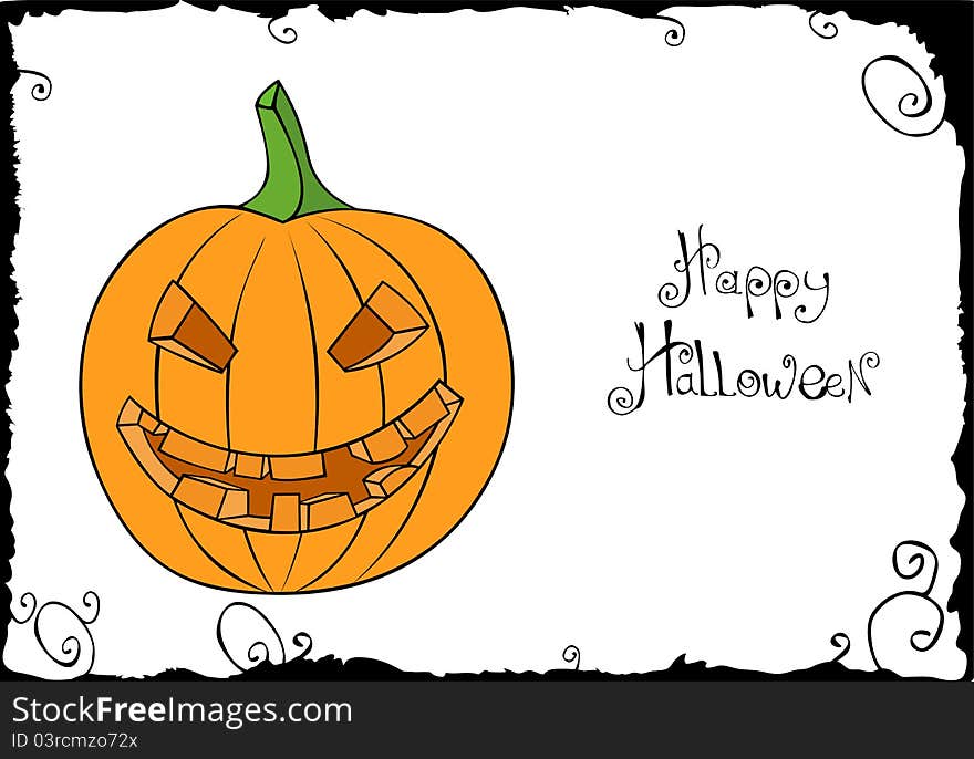 Vector postcard with Halloween pumpkin