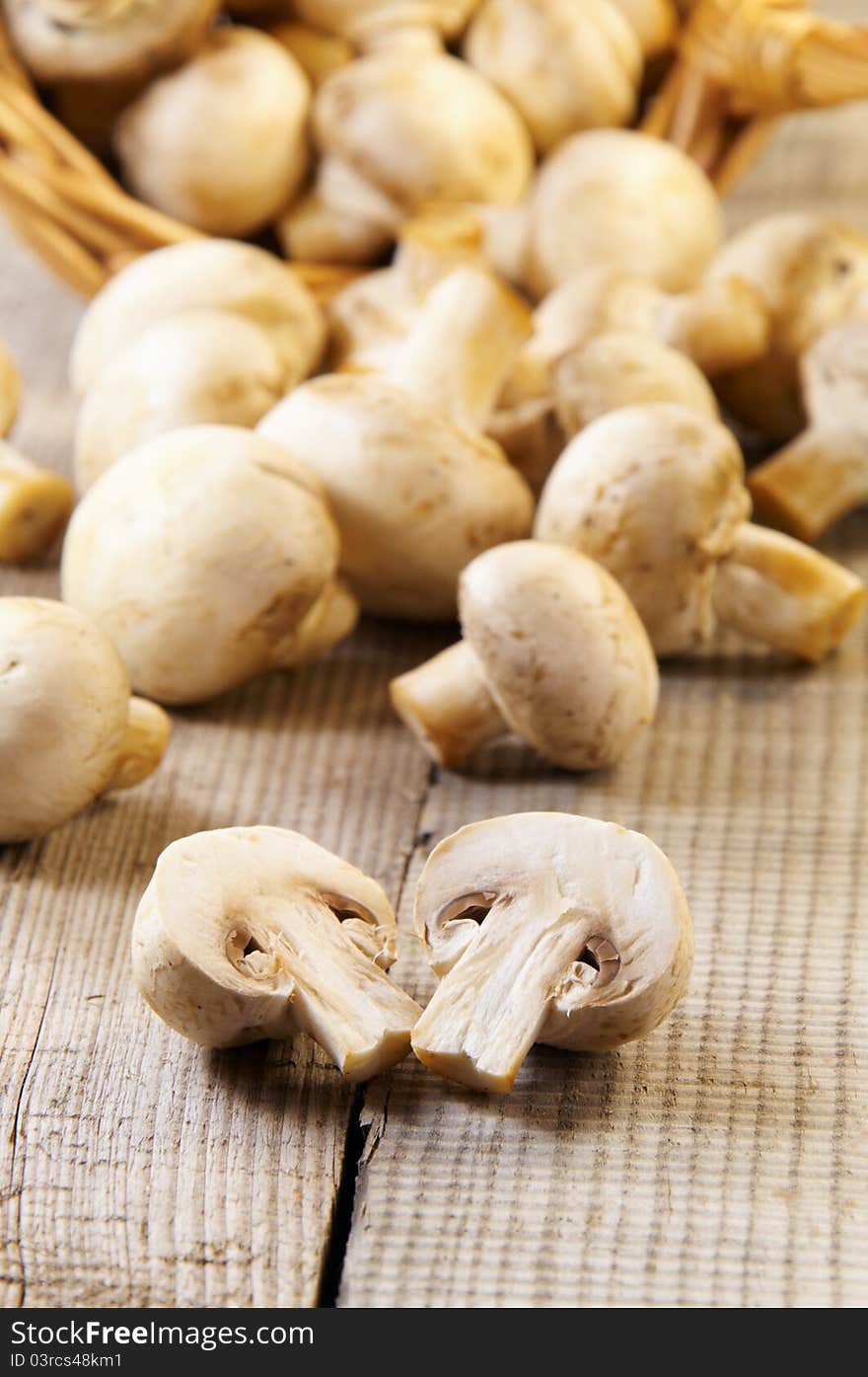 Close up of mushrooms from the basket