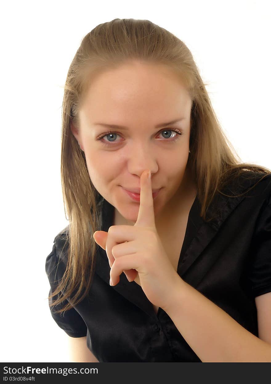 Young woman with silence sign