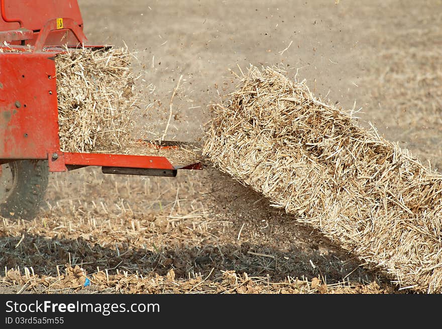 Agricultural machinery ejected bale of soy