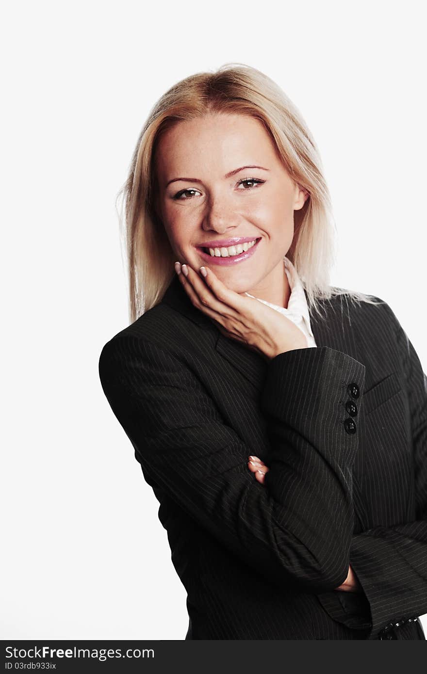 Business woman on a gray background