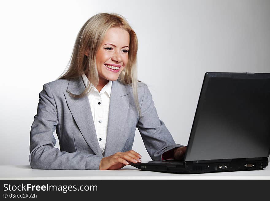 Business Woman Working On Laptop