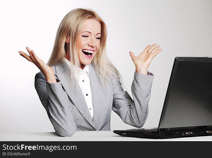 Business Woman Working On Laptop