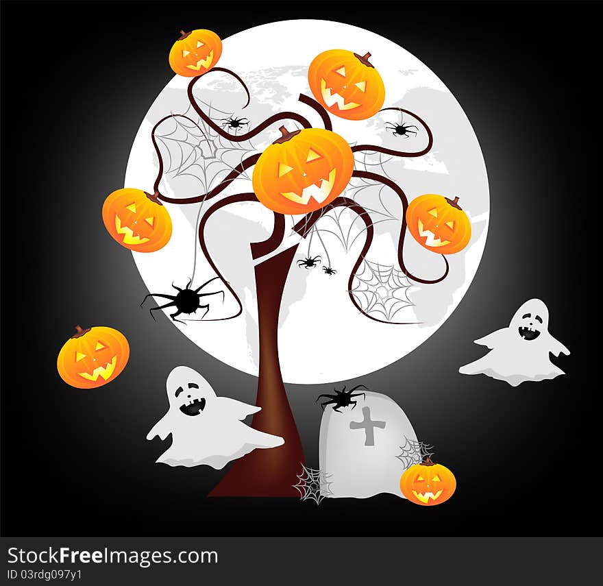 Funny halloween background with ghosts. Funny halloween background with ghosts