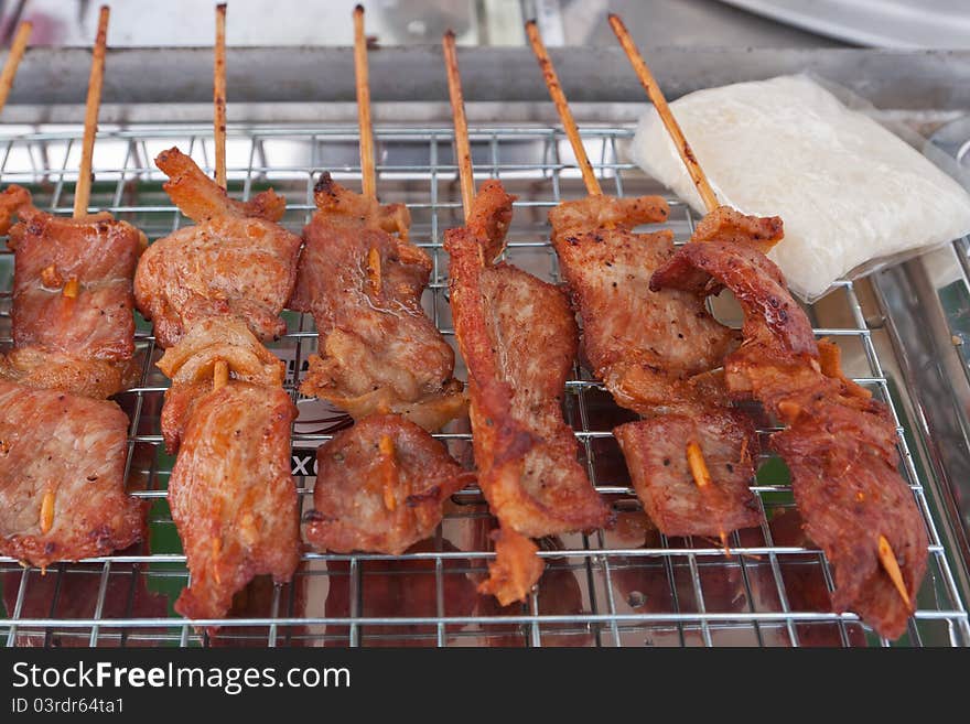 Traditional Thai style grilled pork