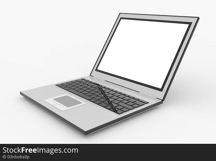 Laptop computer. Computer generated image.