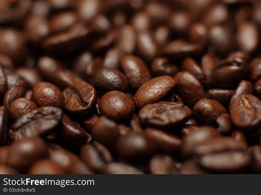 The background of coffee beans close up