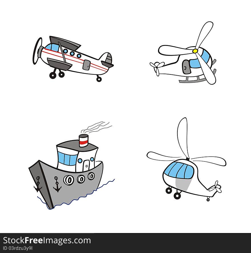 A small collection of cartoon of transport