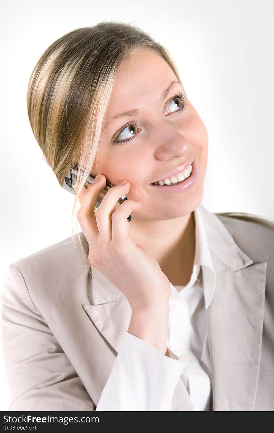 Business woman talking on cell phone